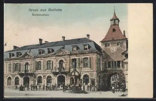 AK Rosheim, Rathausplatz mit Brunnen