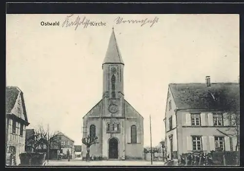 AK Ostwald, Ortspartie mit Kirche