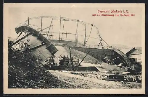 AK Markirch i. E., Gasometer nach der Beschiessung vom 16. August 1915