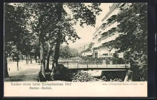 AK Baden-Baden, Kaiser-Allee beim Europäischen Hof