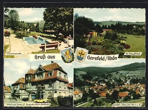 AK Gersfeld /Rhön, Hotel zur Sonne, Im Kurgelände, Wassertretstelle