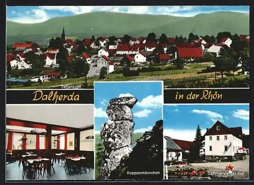 AK Gersfeld-Dalherda, Gesamtansicht, Gasthaus und Pension Dammersfelder Hof, Speisezimmer