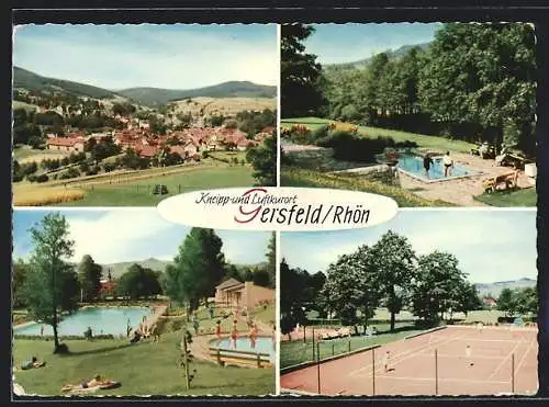 AK Gersfeld /Rhön, Tennisplatz, Schwimmbad, Tretbecken