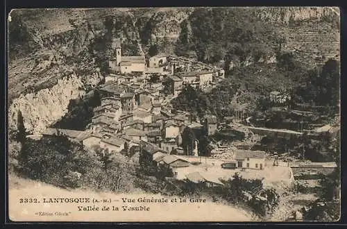 AK Lantosque /A.-M., Vue Générale et la Gare, Vallée de la Vesubie