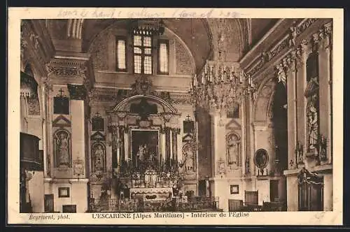 AK L`Escarène /Alpes Maritimes, Intérieur de l`Église