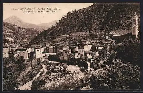 AK L`Escarène /A.-M., Vue générale et le Pont-Vieux