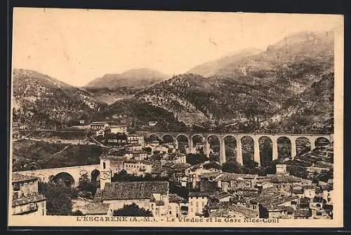 AK L`Escarène /A.-M., Le Viaduc et la Gare Nice-Coni