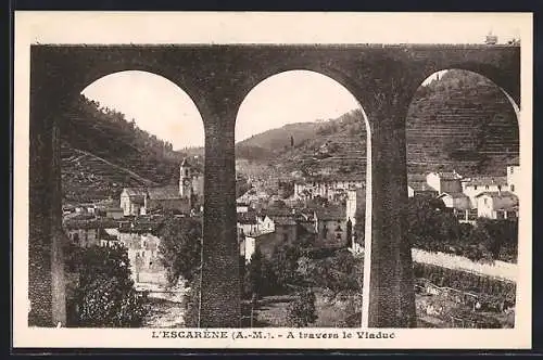 AK L`Escarène /A.-M., A travers le Viaduc