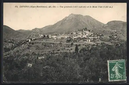 AK Levens /Alpes-Maritimes, Vue générale et le Mont Vial