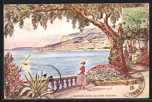 Künstler-AK Menton /A.-M., La Cité fleurie