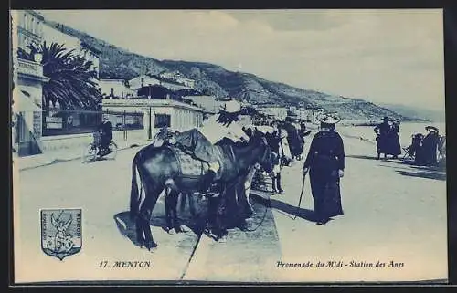 AK Menton, Promenade du Midi-Station des Anes