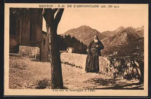 AK Menton, N.-D. de l`Annonciade, Veu sur la montagne à l`Est