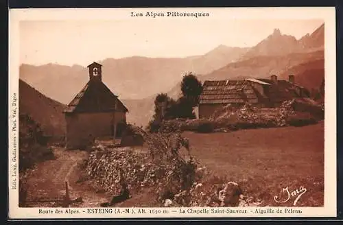 AK Esteing, la chapelle Saint-Sauveur, auguille de Pélens