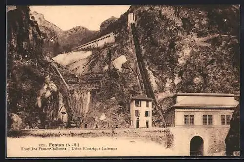 AK Fontan /A.-M., Frontière Franco-Italienne, Usine Electrique Italienne