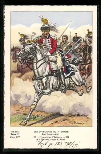 AK Les Cuirassiers, Trompette du 5e Régiment, 1812