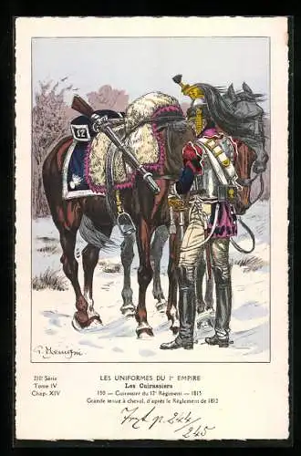 AK Les Cuirassiers, Cuirassier du 12e Régiment, 1813