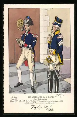 AK Les Cuirassiers, M. des L. Chef du 4e Régiment en tenue de fantaisie, 1810