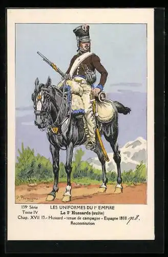 AK Le 2e Hussards (suite), Hussard, tenue de campagne, Espagne 1808