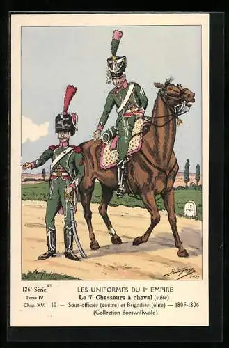 AK Le 7e Chasseurs à cheval (suite), Sous-officier (centre) et Brigadier (élite), 1805-1806