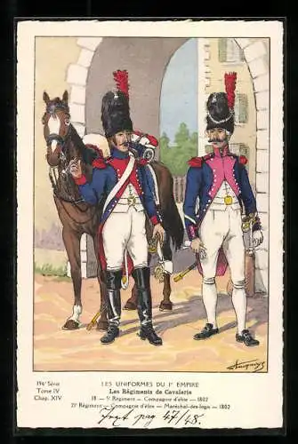 AK Les Régiments de Cavalerie, 5e et 21e Régiment, Compagnie d`élite, Maréchal-des-logis, 1802-1803