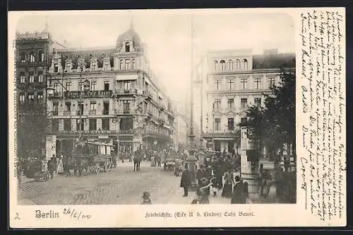 AK Berlin, Cafe Bauer Ecke Friedrichstrasse und Strasse Unter den Linden