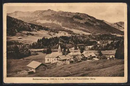 AK Balderschwang i. bay. Allgäu, Teilansicht mit Feuerstätter Berg