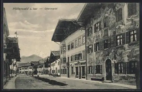 AK Mittenwald a. Isar, Strasse am Obermarkt