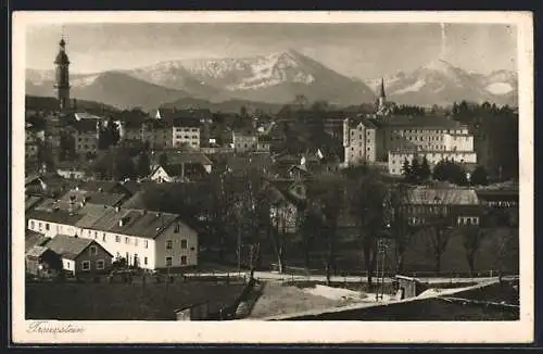 AK Traunstein, Blick auf die Schule, das Kurhaus und das Kloster