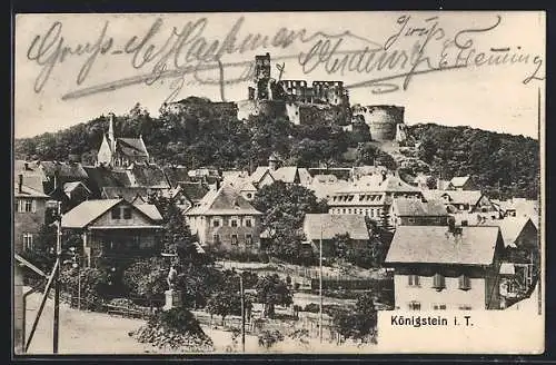 AK Königstein i. T., Teilansicht mit Ruine