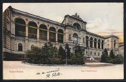 AK Baden-Baden, Das Friedrichsbad mit Grünanlagen