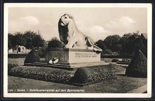 AK Lahr i. Baden, Gefallenenehrenmal auf dem Bahnhofsplatz