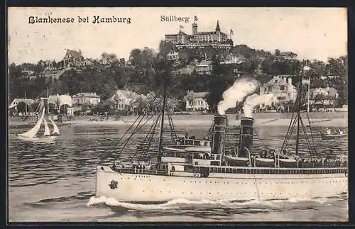 AK Hamburg-Blankenese, Süllberg und Elbdampfer