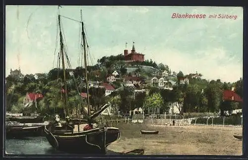 AK Hamburg-Blankenese, Ortsansicht, Segelboot