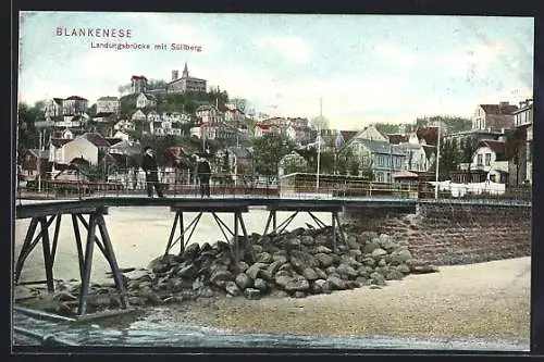 AK Hamburg-Blankenese, Landungsbrücke mit Süllberg