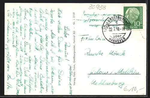 AK Grossburgwedel, Kirche, Strassenpartie, Ortsansicht