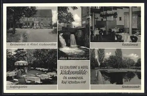 AK Hannover, Restaurant und Hotel Kückenmühle, Inneres Restaurant, Cafegarten