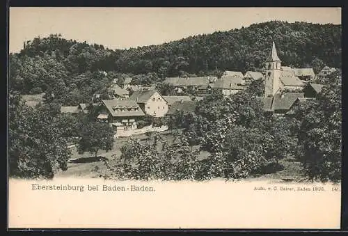 AK Ebersteinburg bei Baden-Baden, Teilansicht mit Kirche