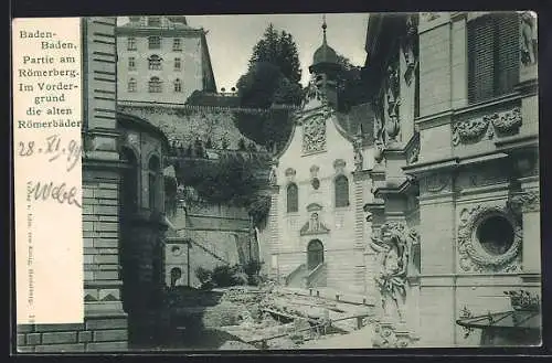 AK Baden-Baden, Römerplatz, alte Römerbäder und Römerberg