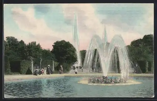 AK Hannover, Herrenhäuser Garten mit grosser Fontaine