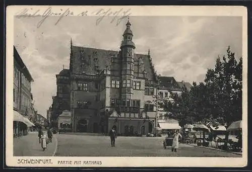 AK Schweinfurt, Strassenpartie mit Rathaus