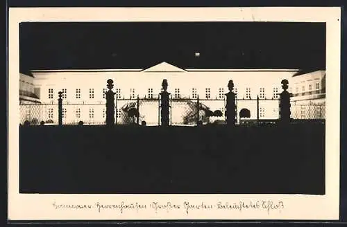 AK Hannover-Herrenhausen, Grosser Garten und beleuchtetes Schloss