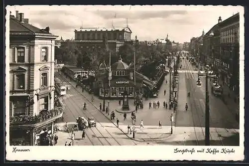 AK Hannover, Georgstrasse mit Café Kröpcke und Strassenbahn