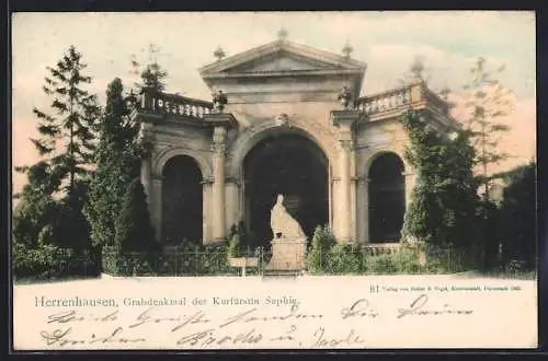 AK Hannover-Herrenhausen, Grabdenkmal der Kurfürstin Sophie