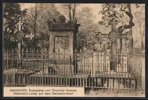 AK Hannover, Ruhestätte von Charlotte Kestner (Werthers Lotte) auf dem Gartenkirchhof