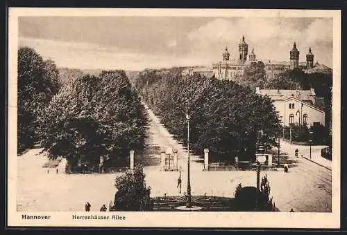 AK Hannover, Blick vom Königsworther Plaz auf die Herrenhäuser Allee