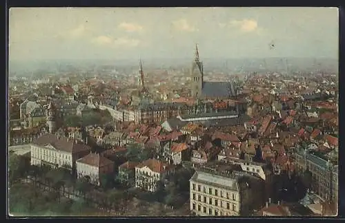 AK Hannover, Blick vom Rathausturm in Richtung Marktkirche