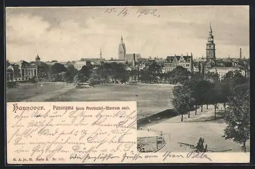 AK Hannover, Panorama vom Provinzial-Museum aus