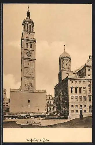 AK Augsburg, Perlachtturm und Rathaus