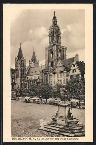 AK Heilbronn a. N., Kilianskirche mit Mayer-Denkmal