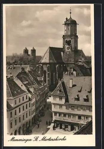 AK Memmingen, Teilansicht aus der Vogelschau, St. Martinskirche